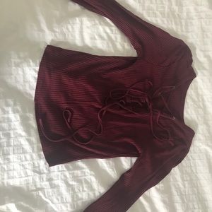 Maroon Tie up shirt